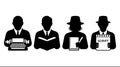 Writer Author Journalist Silhouette Set Book Script Note Taking Royalty Free Stock Photo