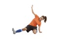 Image of asian football player sliding tackle