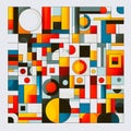 Image 1:1 aspect ratio - colorful shapes abstract pattern with white frame