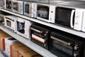 Image of assortment of a kitchen microwave at household appliances store