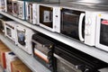 Image of assortment of a kitchen microwave at household appliances store