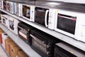 Image of assortment of a kitchen microwave at household appliances store