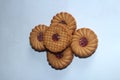 Stack of sweetmeal digestive biscuits isolated on white background