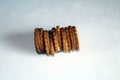 Stack of sweetmeal digestive biscuits isolated on white background