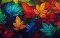 Image of autumn-colored leaves for downloading as a wallpaper, perfect for autumn and nature. Generative AI