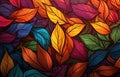 Image of autumn-colored leaves for downloading as a wallpaper, perfect for autumn and nature. Generative AI