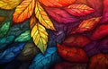 Image of autumn-colored leaves for downloading as a wallpaper, perfect for autumn and nature. Generative AI