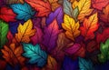 Image of autumn-colored leaves for downloading as a wallpaper, perfect for autumn and nature. Generative AI