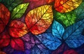 Image of autumn-colored leaves for downloading as a wallpaper, perfect for autumn and nature. Generative AI