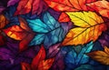 Image of autumn-colored leaves for downloading as a wallpaper, perfect for autumn and nature. Generative AI