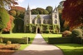 An Autumn view of the Church in the grounds of Lanhydrock near Bodmin, Cornwall, England, UK made with