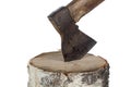 Image of axe in the birch stump Royalty Free Stock Photo