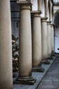 Image balconies, terraces with arches and columns in the Italian yard in Lviv, Ukraine Royalty Free Stock Photo