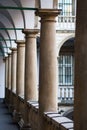 Image balconies, terraces with arches and columns in the Italian yard in Lviv, Ukraine Royalty Free Stock Photo