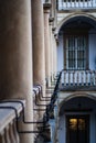 Image balconies, terraces with arches and columns in the Italian yard in Lviv, Ukraine Royalty Free Stock Photo