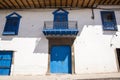 Image of a balcony in Cusco city Peru. Old balcony from colonial time Royalty Free Stock Photo
