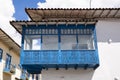 Image of a balcony in Cusco city Peru. Old balcony from colonial time Royalty Free Stock Photo