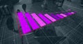 Image of bar graph representing loss over empty chairs and sofa arranged by table in office