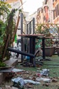 Image of bar terrace shattered by war, strike and bandalism in Ukraine Royalty Free Stock Photo