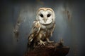 Image of barn owl on a branch. Birds. Animals