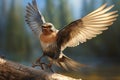 Image of barn swallow is flying in the forest. Birds., Wildlife Animals