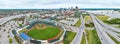 Baseball Louisville Slugger Field aerial panorama of Kentucky city