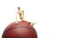 Image of basketball wooden figure white background