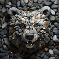 Image of bear face made with various stones gathered together. Wildlife Animals. Illustration, Generative AI Royalty Free Stock Photo