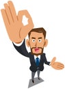 A bearded businessman with brown skin showing an OK sign by hand