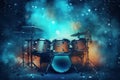 image of beautiful abstract digital drum kit with nebula dust generative AI