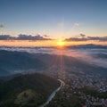 Beautiful aerial view of the mountains of Oaxaca at sunset in Mexico. made with Generative AI Royalty Free Stock Photo