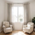 Beautiful curtains on window in stylish room interior Royalty Free Stock Photo