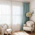 Beautiful curtains on window in stylish room interior Royalty Free Stock Photo