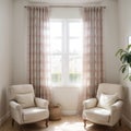 Beautiful curtains on window in stylish room interior Royalty Free Stock Photo