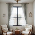 Beautiful curtains on window in stylish room interior Royalty Free Stock Photo