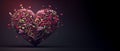 Heart with intricate flowers, with copy space background, generative ai