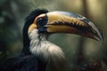 Image of beautiful hornbill head. Wild Animals. Bird. illustration. Generative AI