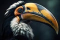 Image Of Beautiful Hornbill Head. Wild Animals. Bird. Illustration. Generative AI