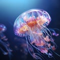 Image of beautiful jellyfish under the sea. Undersea animals. Generative AI, Illustration