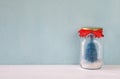 Image of beautiful mason jar with christmas tree.