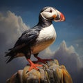 Image of beautiful of puffin bird., Birds, Wildlife Animals, Illustration, Generative AI