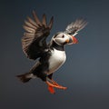 Image of beautiful of puffin bird flying., Birds, Wildlife Animals, Illustration, Generative AI