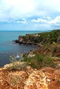 An Image of Beautiful Seascape from North Coastline of Black Sea, Bulgaria. Blooming herbes in Kamen Bryag Royalty Free Stock Photo