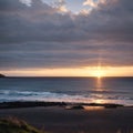 A beautiful sunset at Tangasdale Beach (Outer Hebrides) made with Generative AI