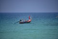 Image of beautiful traditional long tail boats on the sea at tropical beach, Feb, Bangkok, Thailand