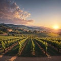 Beautiful vineyards at sunset in Tuscany, Italy. made with Generative AI Royalty Free Stock Photo