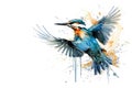 Image of beautiful watercolor painting of common kingfisher flying. Bird, Wildlife Animals, Illustration, Generative AI Royalty Free Stock Photo