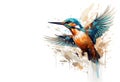 Image of beautiful watercolor painting of common kingfisher flying. Bird, Wildlife Animals, Illustration, Generative AI Royalty Free Stock Photo