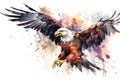 Image of beautiful watercolor painting of an eagle. Bird. illustration. Generative AI Royalty Free Stock Photo