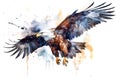 Image Of Beautiful Watercolor Painting Of An Eagle. Bird. Illustration. Generative AI